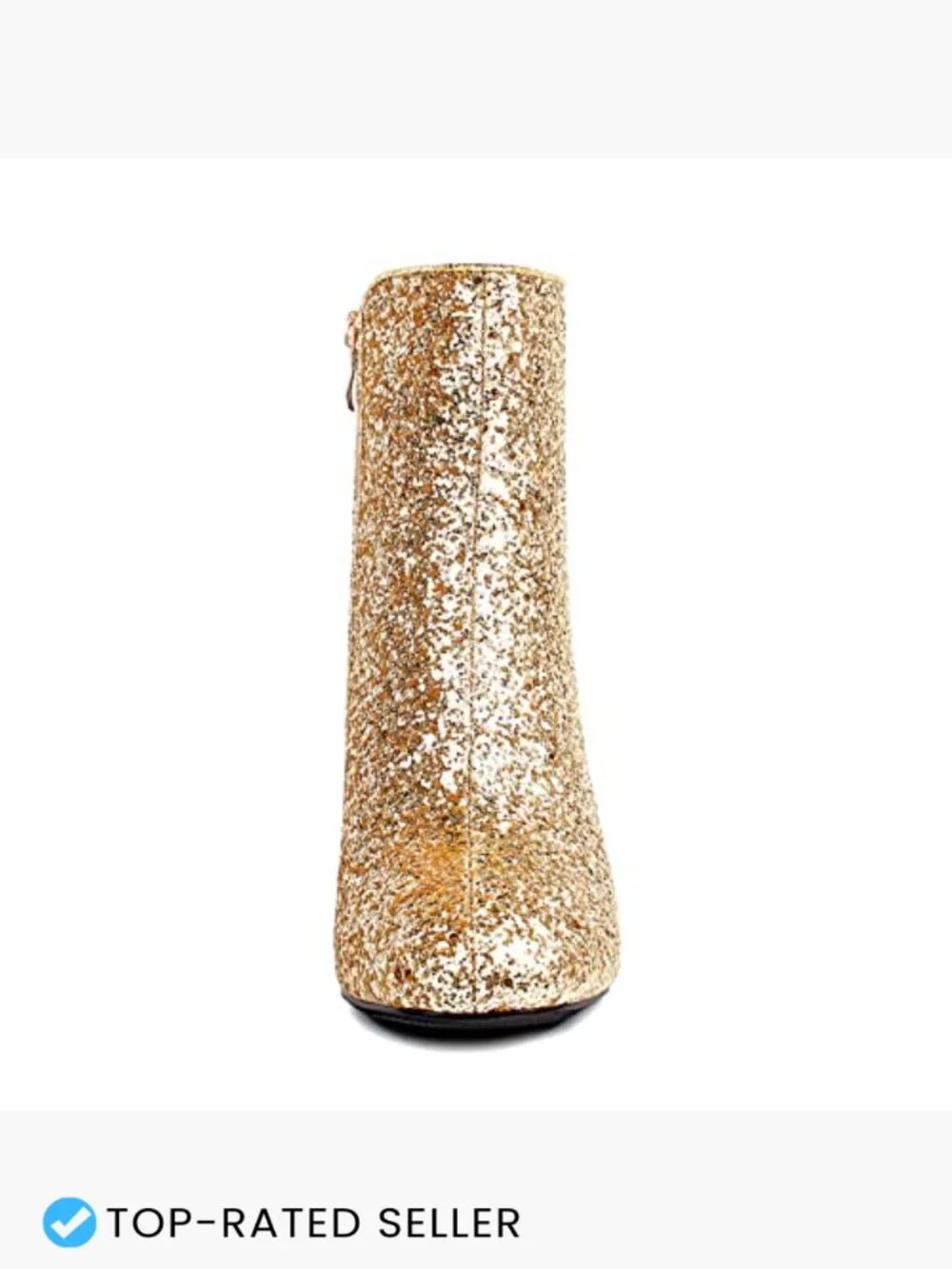Sequins Glitter Chunky Heel Ankle Boots Block Mid Heels Side Zipper Wedding